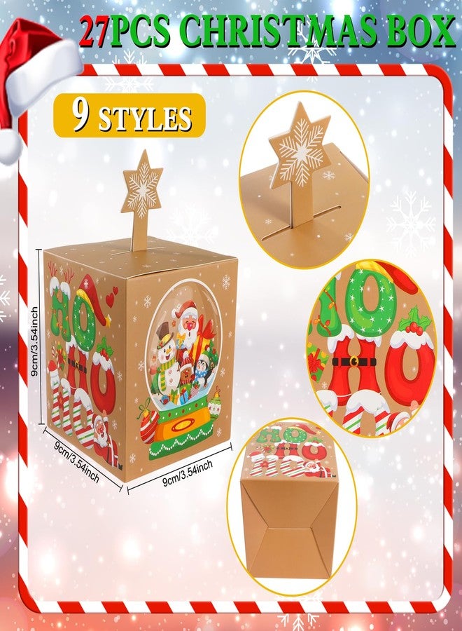 Qpout 27Pcs Christmas Candy Boxes for Gift Giving,3D Xmas Goody Gift Cookies Treat Boxes,Brown Decorative Christmas Favor Wrapping for Holiday Xmas Party Favors Supplies - Image 2